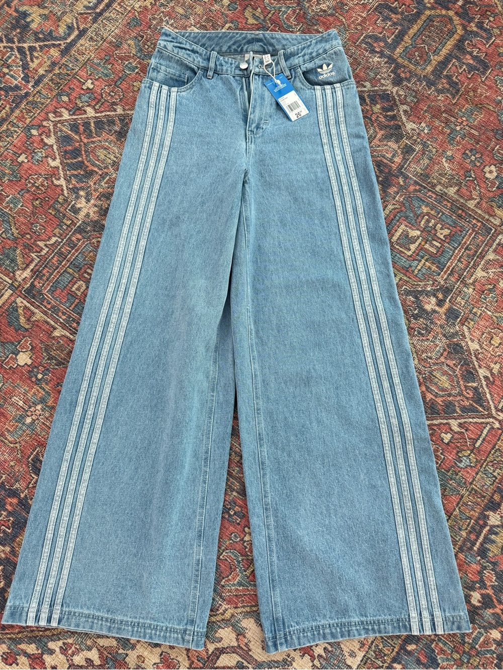 NWT ADIDAS Originals Neutral Denim Wide Leg Pants (Style Code: IS5249)